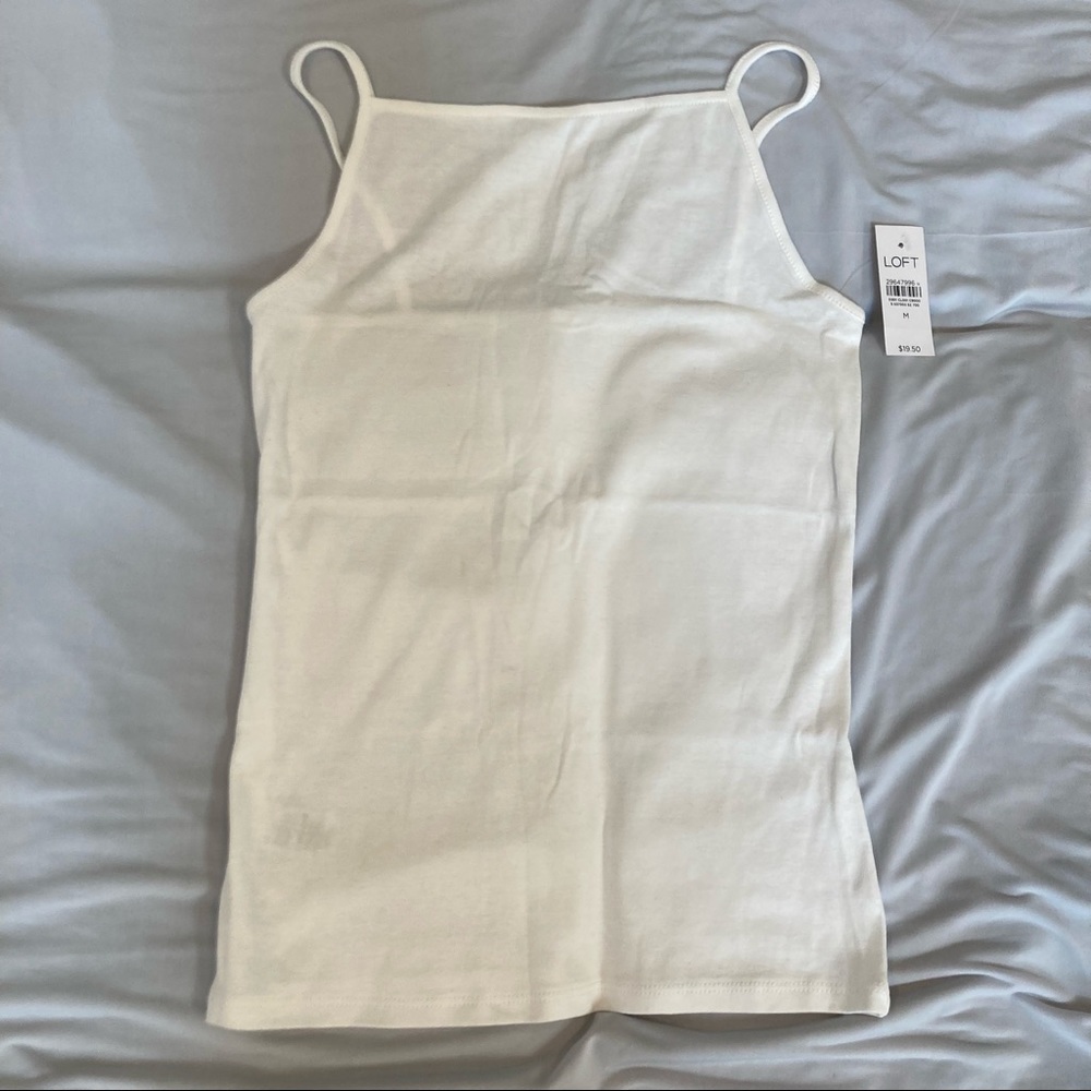 Loft White High Neck Tank Spaghetti Strap Size Medium New with Tags